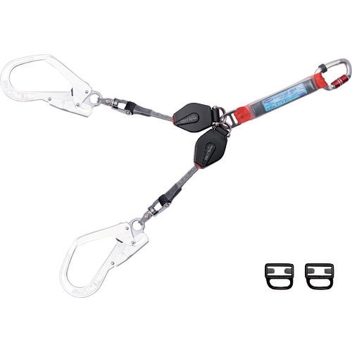 TSUYORON フルハーネス用ランヤード ツインランヤード ロック機構付き巻取式コルトリトラ  