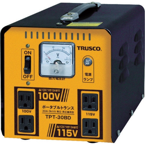 TRUSCO ポータブルトランス 30A 3kVA 降圧・昇圧兼用型  
