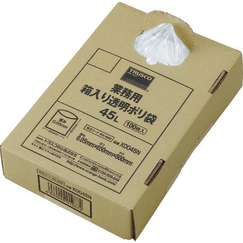 TRUSCO まとめ買い 業務用ポリ袋 透明・箱入り 0.05X45L (100枚入)  3箱
