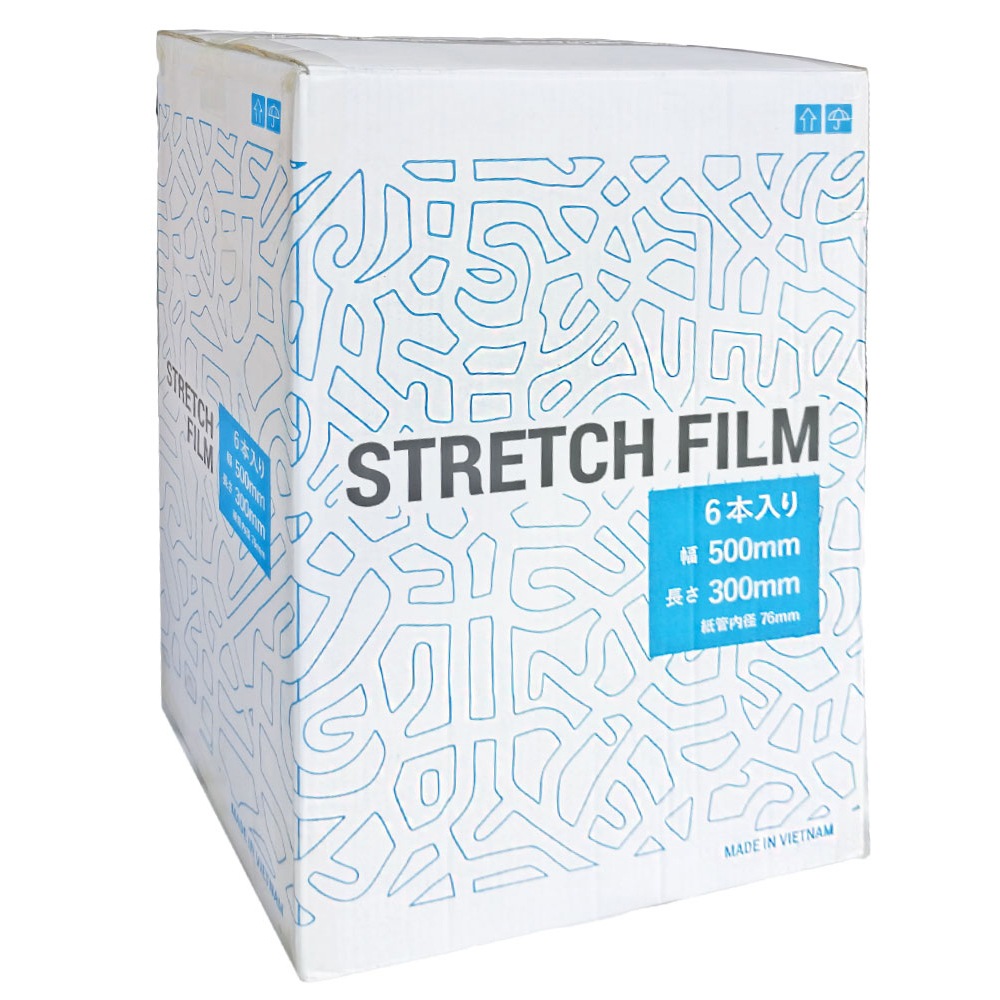 ストレッチフィルム 15μ相当（幅500mm×300m巻）30箱180本入り（1本730円）