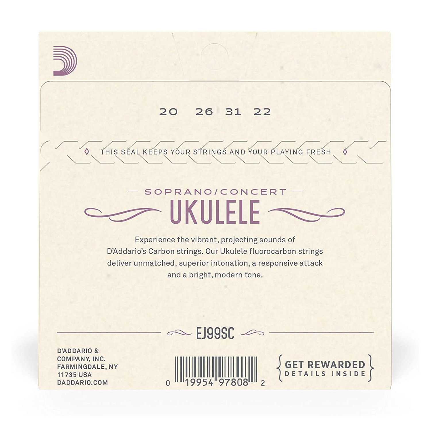D'addario】EJ99SC フロロカーボン弦（ソプラノ・コンサート用