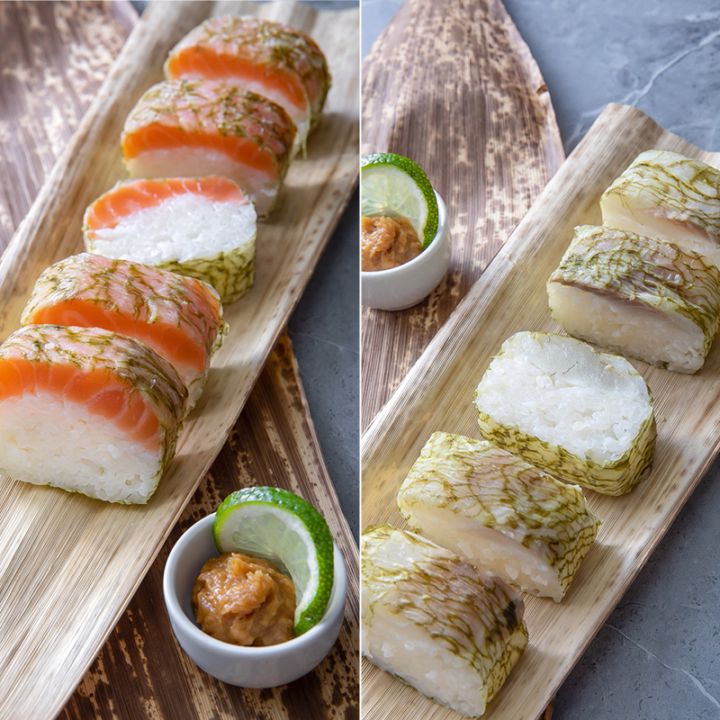 紅白寿司2本セット【鮭寿司（国産）、鯛寿司（国産）】