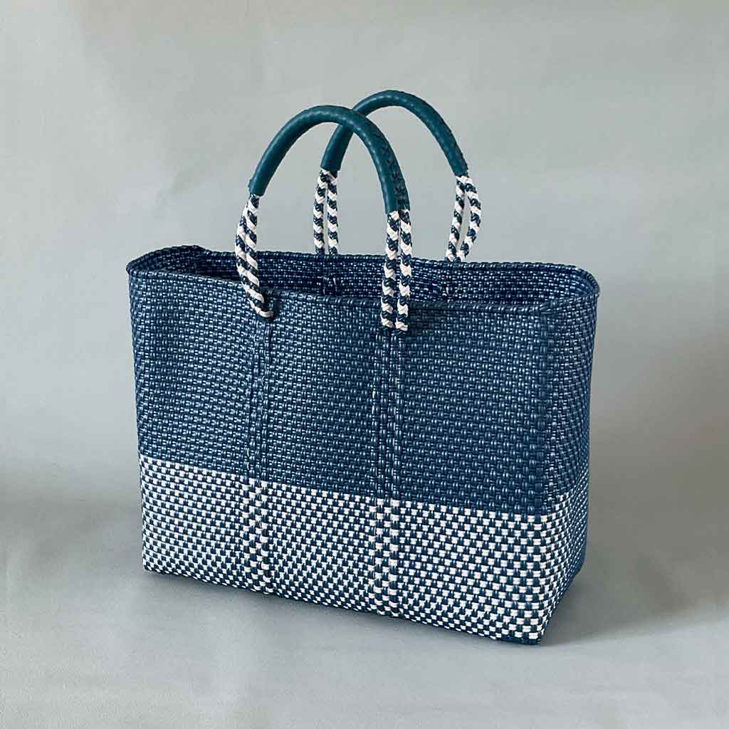 mercado bag MS/handle/blue&white