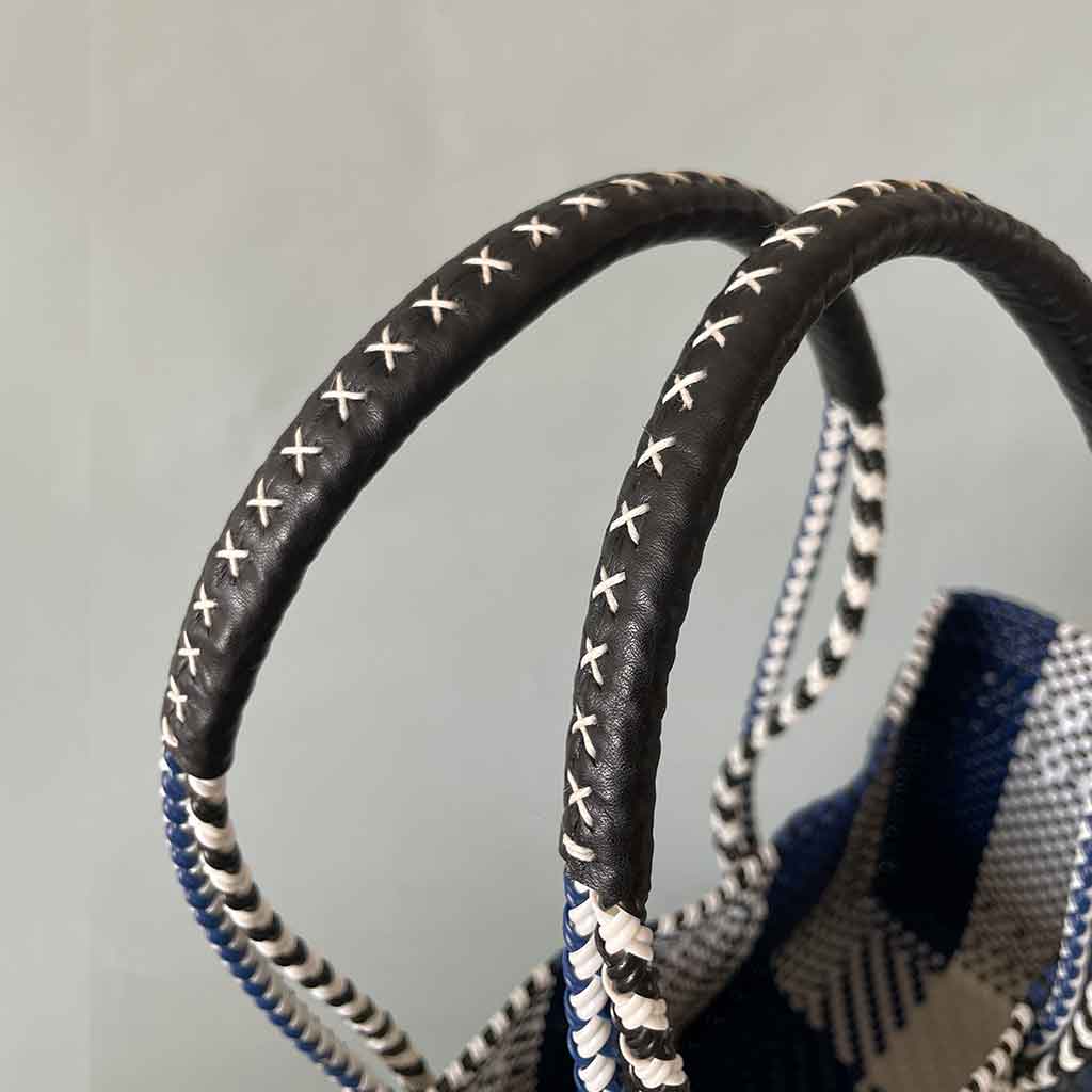 mercado bag LS/handle/navy&white