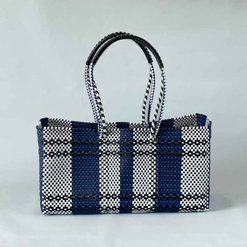 mercado bag LS/handle/navy&white
