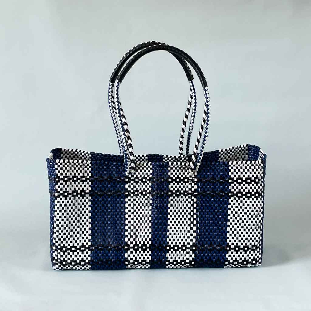 mercado bag LS/handle/navy&white