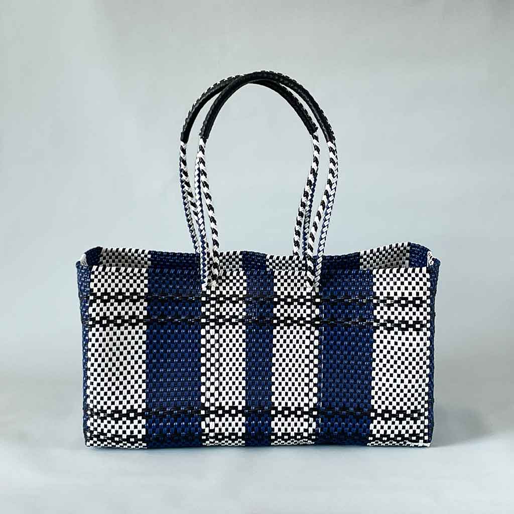 mercado bag LS/handle/navy&white