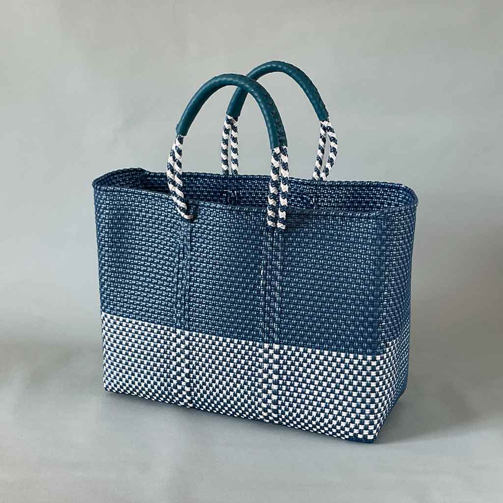 mercado bag MS/handle/blue&white