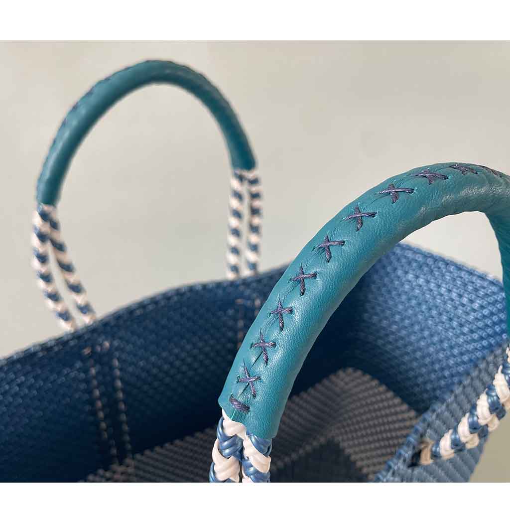 mercado bag MS/handle/blue&white