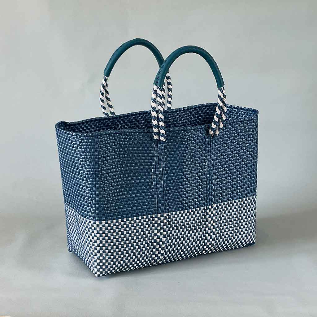 mercado bag MS/handle/blue&white
