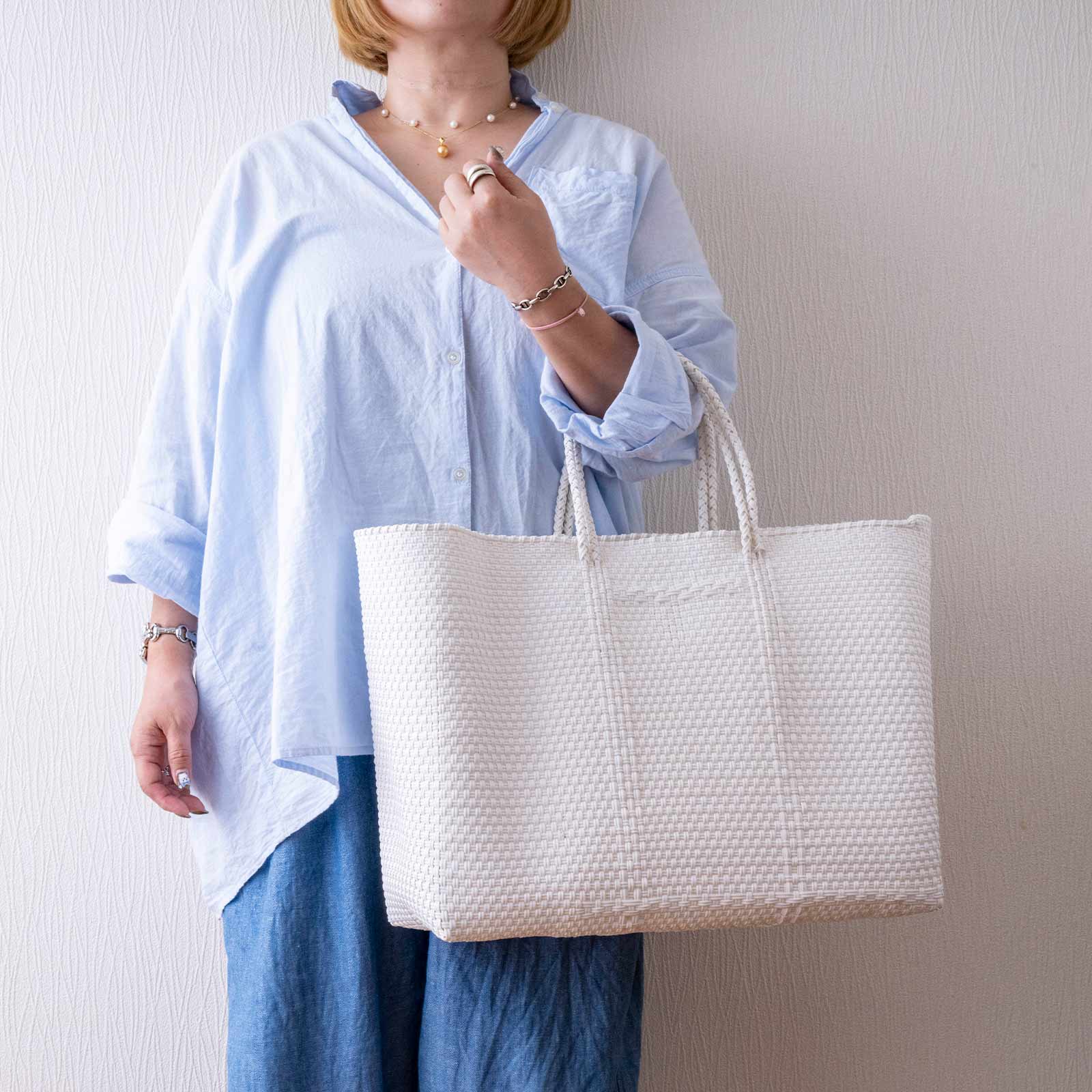 新品未使用品　メルカドバッグ　ホワイト✖️グレー　縦長　Mサイズ MERCADO BAG FOR PARENTS BAG | Letra｜レトラ公式通販