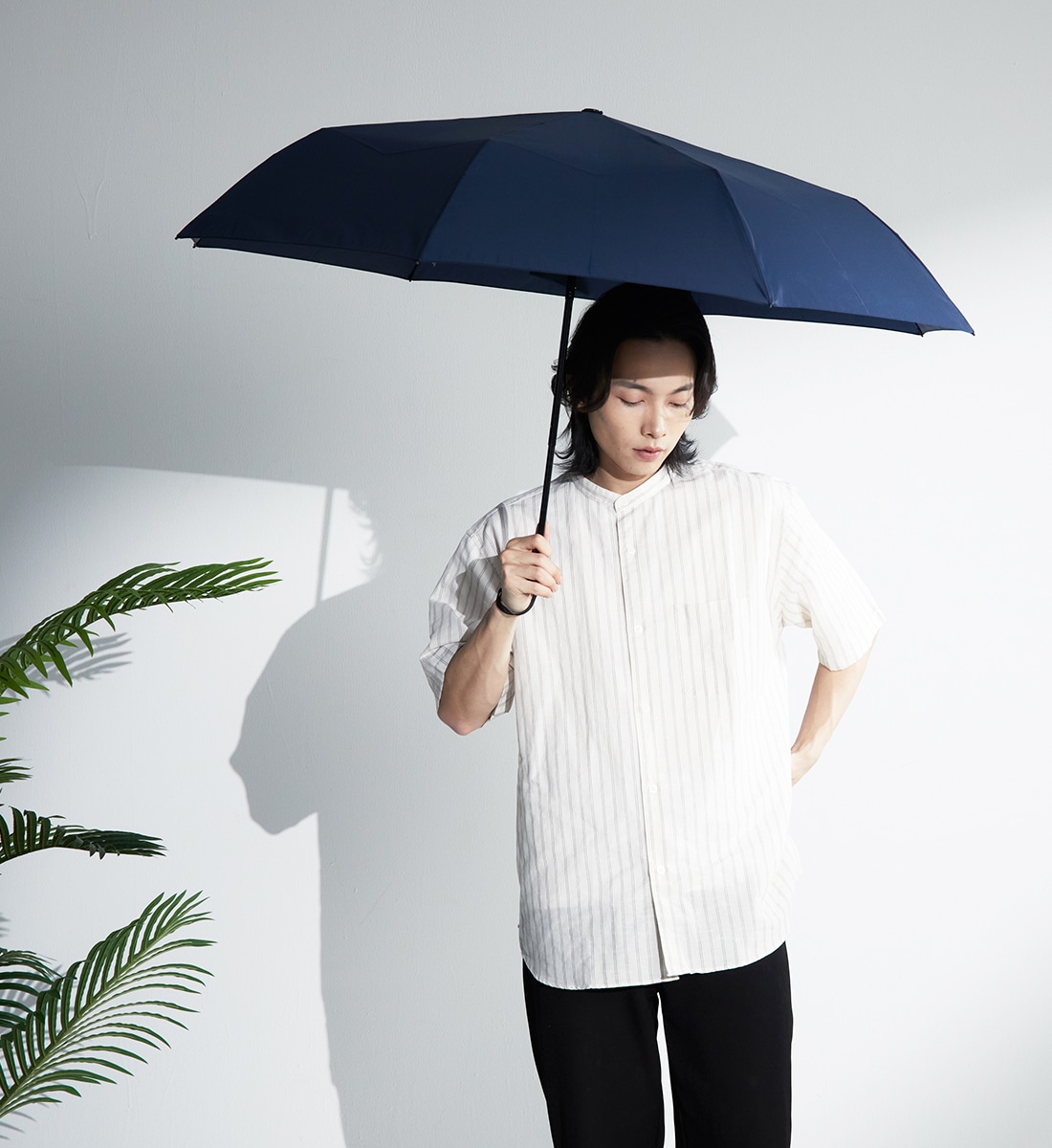 畳みやすい 形状安定 雨傘 折りたたみ 大きい 8本骨 直径114cm Selfold