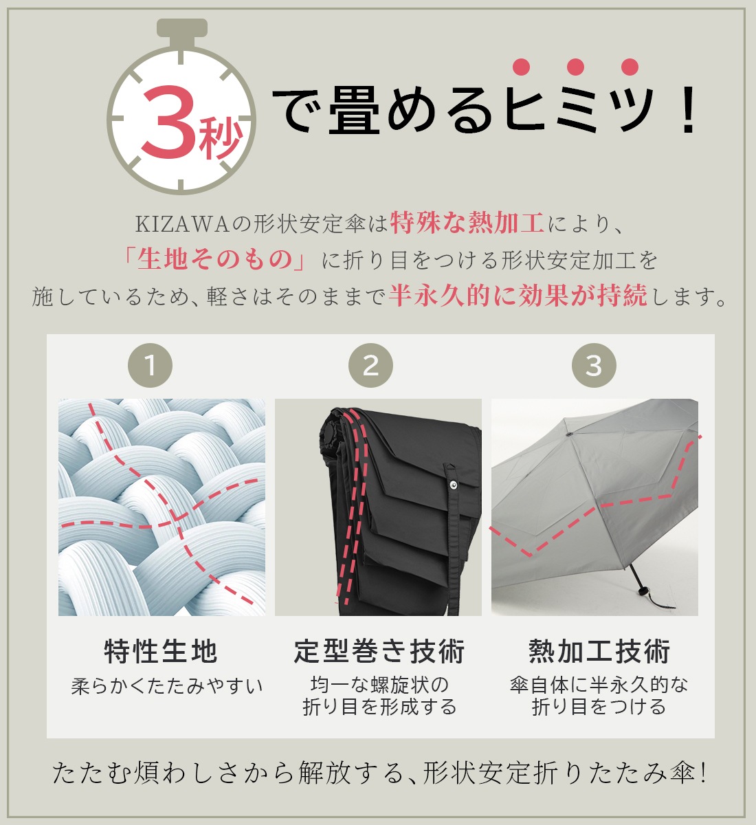 Fujimariさま専用！ 3秒で畳める 雨傘 形状安定 折りたたみ傘 軽量 6本骨 直径108cm