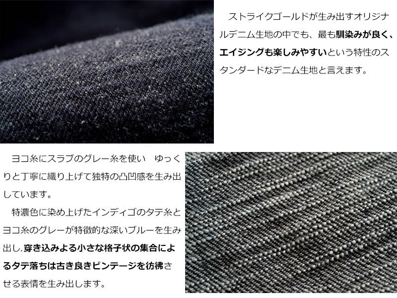 SG5109ۥȥ饤 饷å꡼  15oz  졼  ӥå ǥ˥ 5P  ơѡ SG5109 / The Strike Gold Classic Series Right-Twill 15oz Gray Slubby Selvedge Denim 5P Jeans Slim Tapered