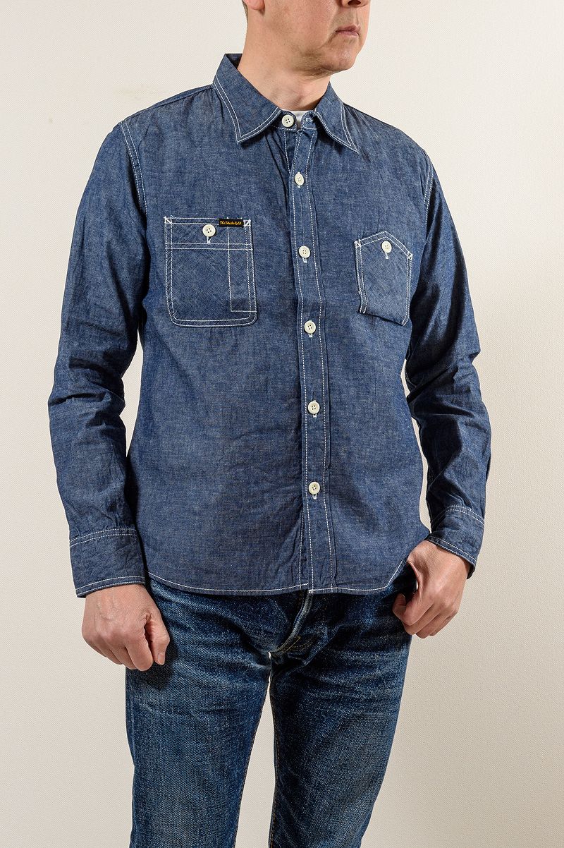 ȥ饤 ӥå ֥졼  SGS2301 / The Strike Gold Selvedge Chambray Work Shirt