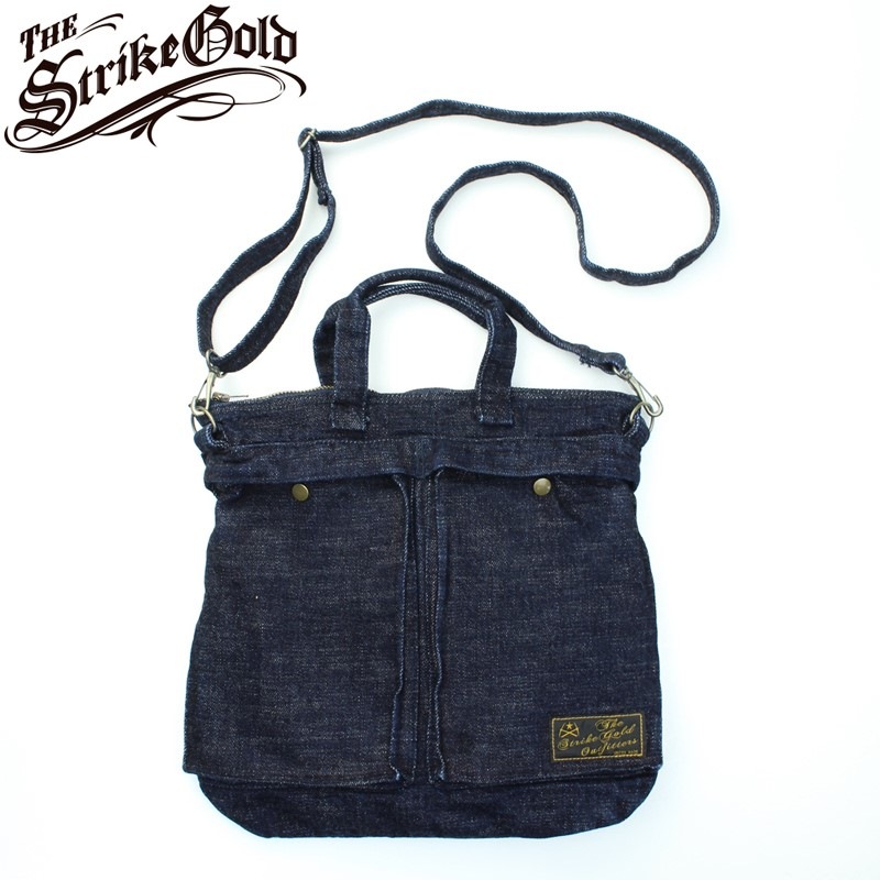 ȥ饤 15oz ꥸʥ ӥå ǥ˥ ⡼ إå Хå SGA2403 / The Strike Gold 15oz Original Selvedge Denim Small Helmet Bag