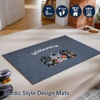 玄関マット 北欧スタイルWelcome to Our House navy 50×80cm