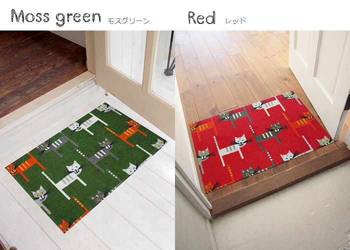 �ڼ��������۸��إޥå� KISSA (Moss green/Red) 50��75cm