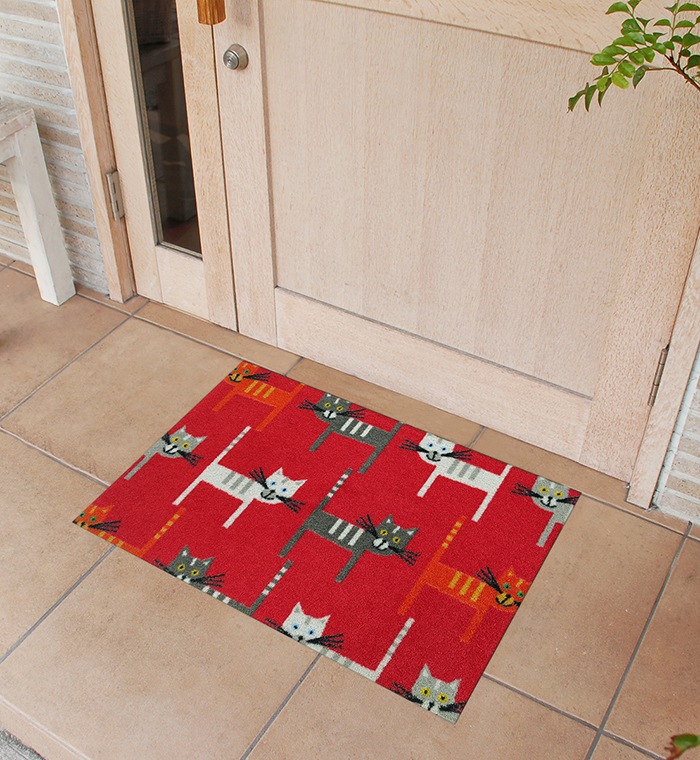 �ڼ��������۸��إޥå� KISSA (Moss green/Red) 50��75cm