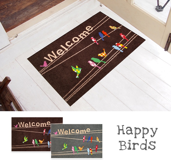 �ڼ��������۸��إޥå� Happy Birds (�֥饦��/���졼) 50��75cm