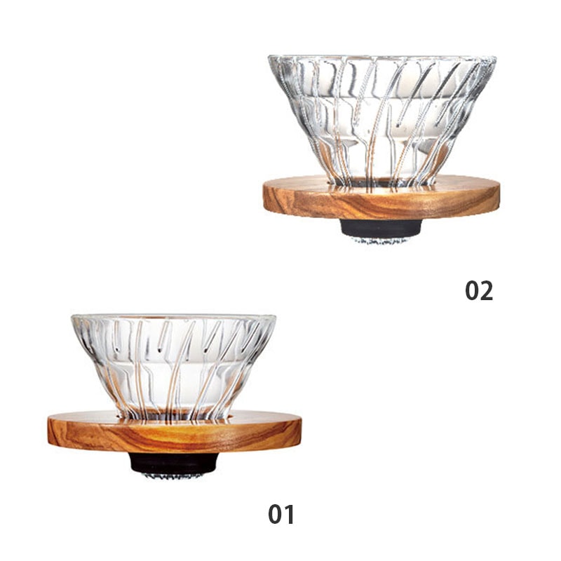 HARIO (ハリオ) コーヒードリッパー V60 耐熱ガラス透過ドリッパー オリーブウッド