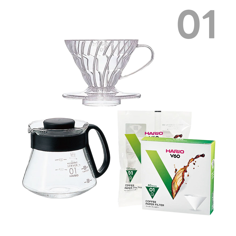 HARIO (ハリオ) V60透過ドリッパー クリア 01＆V60レンジサーバー360＆V60用フィルターセット