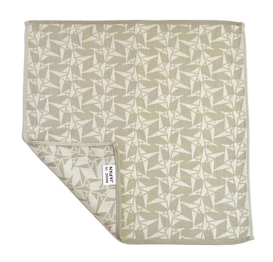 ガーゼハンカチ【小布】　折鶴柄　薄墨（うすずみ）