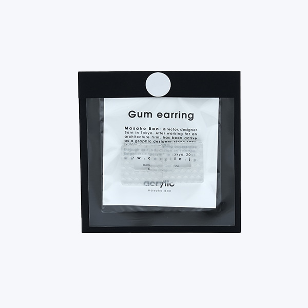acrylic GUM EARRING 917  アクリリック　ガム　イヤリング 2145 ゴム　いやりんぐ　アクセサリ　クリア　ホワイト　四角