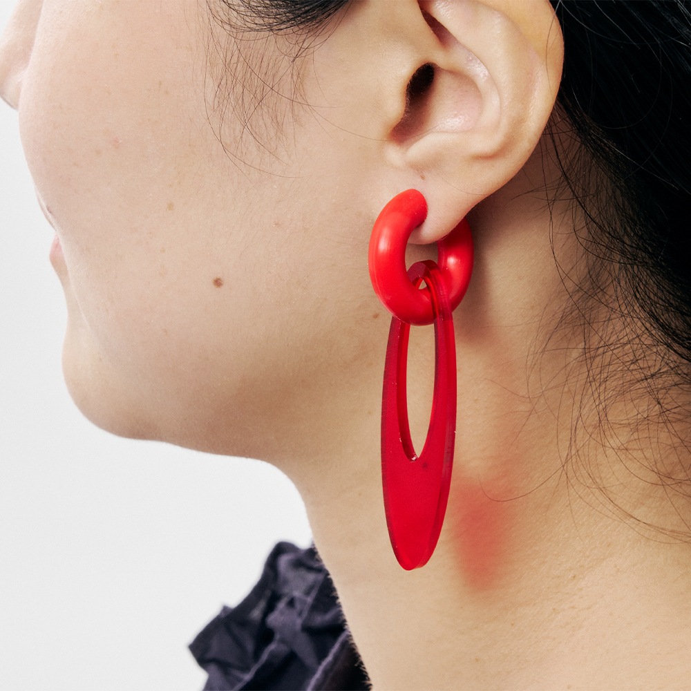acrylic｜2109 earring parts long oval (RD) イヤリングパーツ ロング