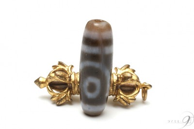 紅朱砂　二眼天珠　約34mm×11mm　【メール便不可】|幸運・人間関係|朱砂天珠（しゅさてんじゅ）朱砂 辰砂 シナバー