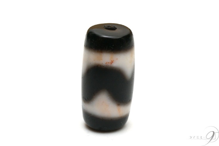 紅朱砂 虎牙天珠 約22mm×11mm】【メール便可】