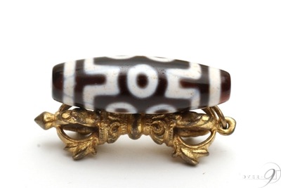 【紅朱砂　七眼天珠　約38mm×12mm】【メール便不可】r|一粒単位|七眼天珠（ナナガン）