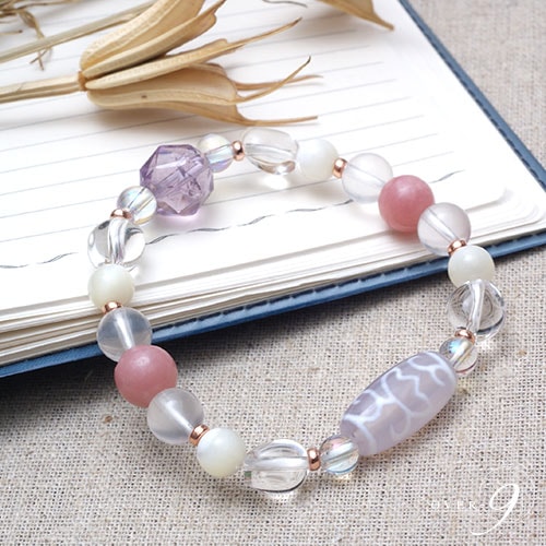 pure heart ～老玉髄 白水蓮花天珠ブレスレット～】【メール便可】【m】