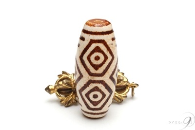 【上肯龍紋天珠　龍眼天珠　約43mm×18mm】【メール便不可】【Ｄ】r|一粒単位|龍眼天珠（リュウガン）