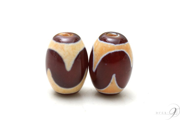 紅玉髄天珠　Over9 紅玉髄 虎牙天珠 約14mm×10mm 【メール便可】b