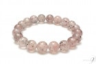 鑑別書付き！　マイカ　イン　ローズクォーツ　ブレスレット　約10mm玉　【メール便不可】|ローズクォーツ|天然石 ブレスレット バングル