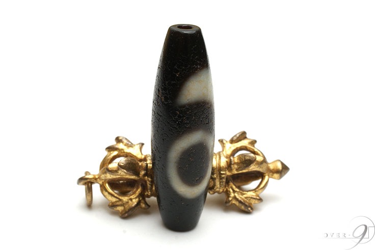 老礦天珠 日月星天珠 約40mm×12mm】【メール便不可】