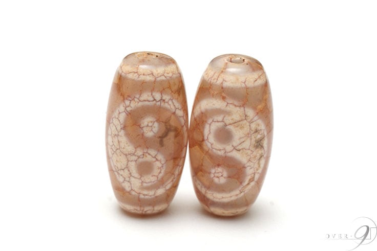紅龍紋 陰陽太極天珠 約20mm×10mm【メール便可】
