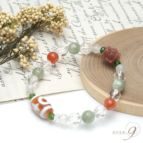 緑度母天珠】玉髄 天珠 天然石 グリーンアメジスト ブレス