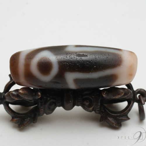 老礦天珠 特殊虎牙星辰二眼天珠 約31mm×11mm【メール便不可】b