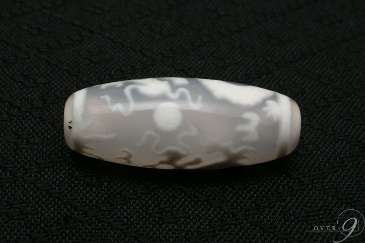 老玉髄 白 宝珠 双皇帝龍天珠 約29mm×11mm】【メール便不可】 双龍神