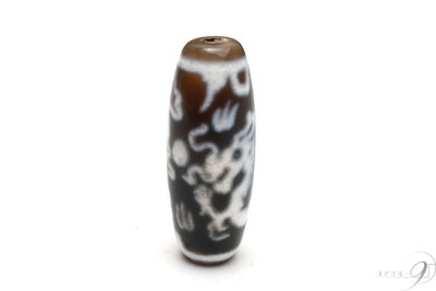 【老玉髄　黒　宝珠　双皇帝龍天珠　約29mm×11mm】【メール便不可】r|一粒単位|皇帝龍天珠（龍神天珠）