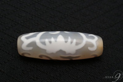 【老玉髄　水蓮花天珠　約38mm×13mm】【メール便不可】r|一粒単位|水蓮花天珠（スイレンカ）