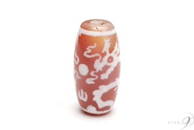 【老玉髄　赤　白　宝珠　双皇帝龍天珠　約20mm×10mm】【メール便不可】　双龍神　r|一粒単位|皇帝龍天珠（龍神天珠）