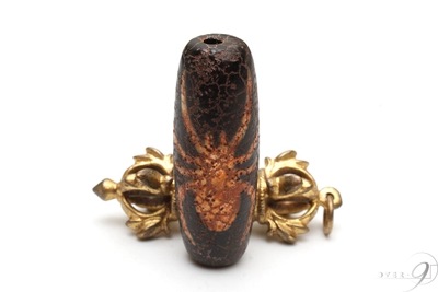 【赤龍紋　蜘蛛天珠　約38mm×13mm】【メール便不可】【D】r|幸運・人間関係|龍紋天珠（りゅうもん）