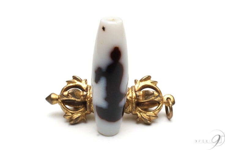 黒朱砂 至純天珠 白観音天珠 約38mm×12mm】【メール便不可】