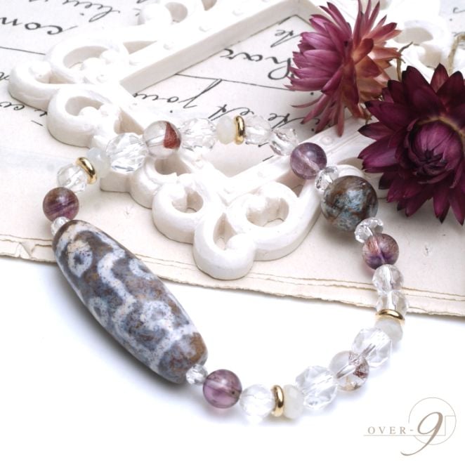 宇宙を照らす天光～ 紅朱砂 九眼天珠 至純天珠 ブレスレット