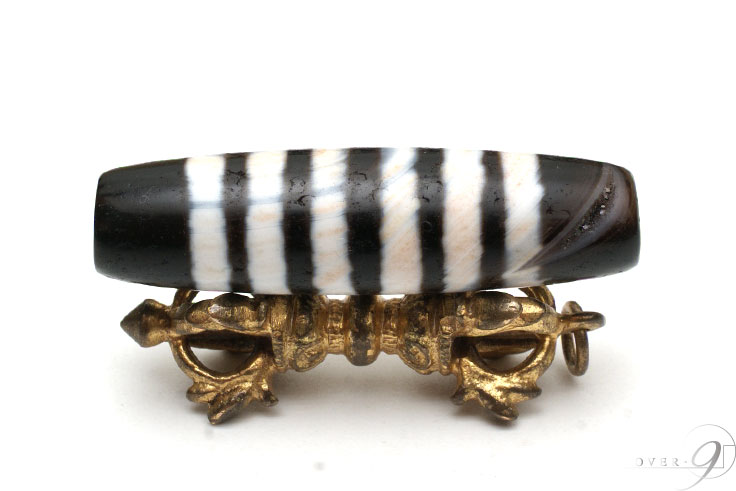 【 一柱のみ ／ 朱砂有り！！ 】老礦朱砂十字六眼天珠 紅朱砂 六線天珠 約48mm×13mm】【メール便不可】【水晶化】