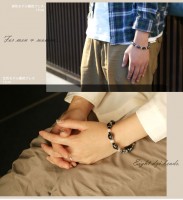 【至純天珠八大吉祥天珠ブレスレット〜ムーンストーン×オニキス〜】 【メール便不可】|幸運|天珠 ブレスレット