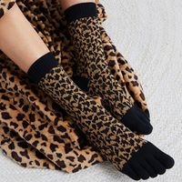 数量限定】ロークルー 5本指ソックス｜ヒョウ柄｜23-25cm｜5本指